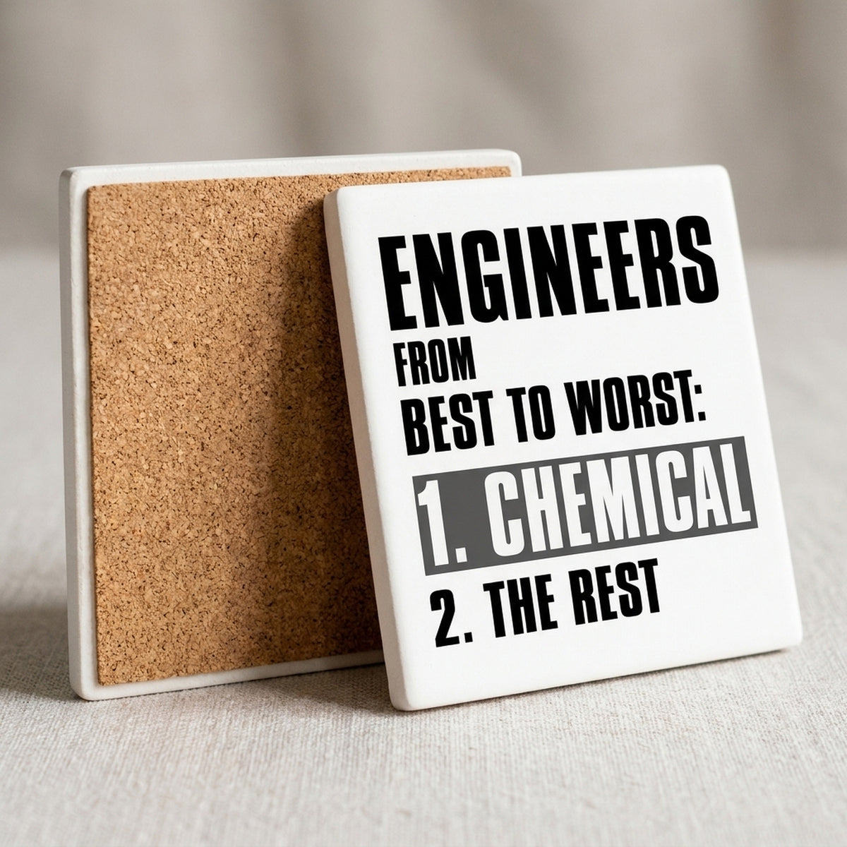 Chemical Engineers are the Best ceramic coasters set of 4, cork back