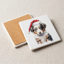 Australian Shepherd Puppy Drawing ceramic coasters set of 4, cork back