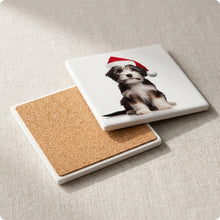 Tibetan Terrier Puppy ceramic coasters set of 4, cork back