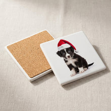 Border Collie Puppy ceramic coasters set of 4, cork back