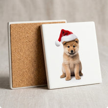 Finnish Spitz Puppy ceramic coasters set of 4, cork back