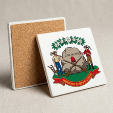 West Virginia State Flag ceramic coasters set of 4, cork back