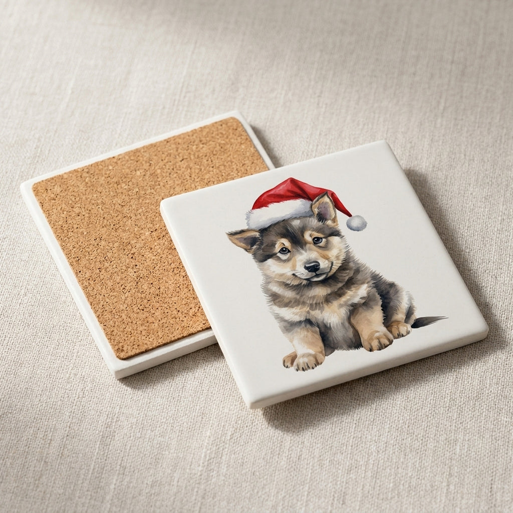 Swedish Vallhund Puppy Drawing ceramic coasters set of 4, cork back