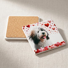 Old English Sheepdog ceramic coasters set of 4, cork back
