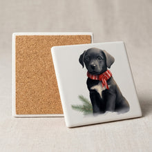 Chinook Puppy Drawing ceramic coasters set of 4, cork back