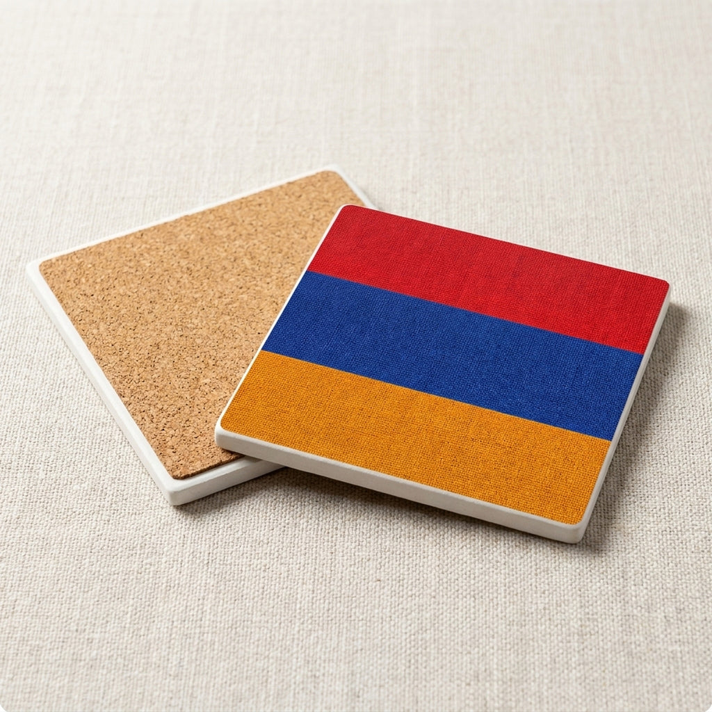 Armenia Flag Pride ceramic coasters set of 4, cork back