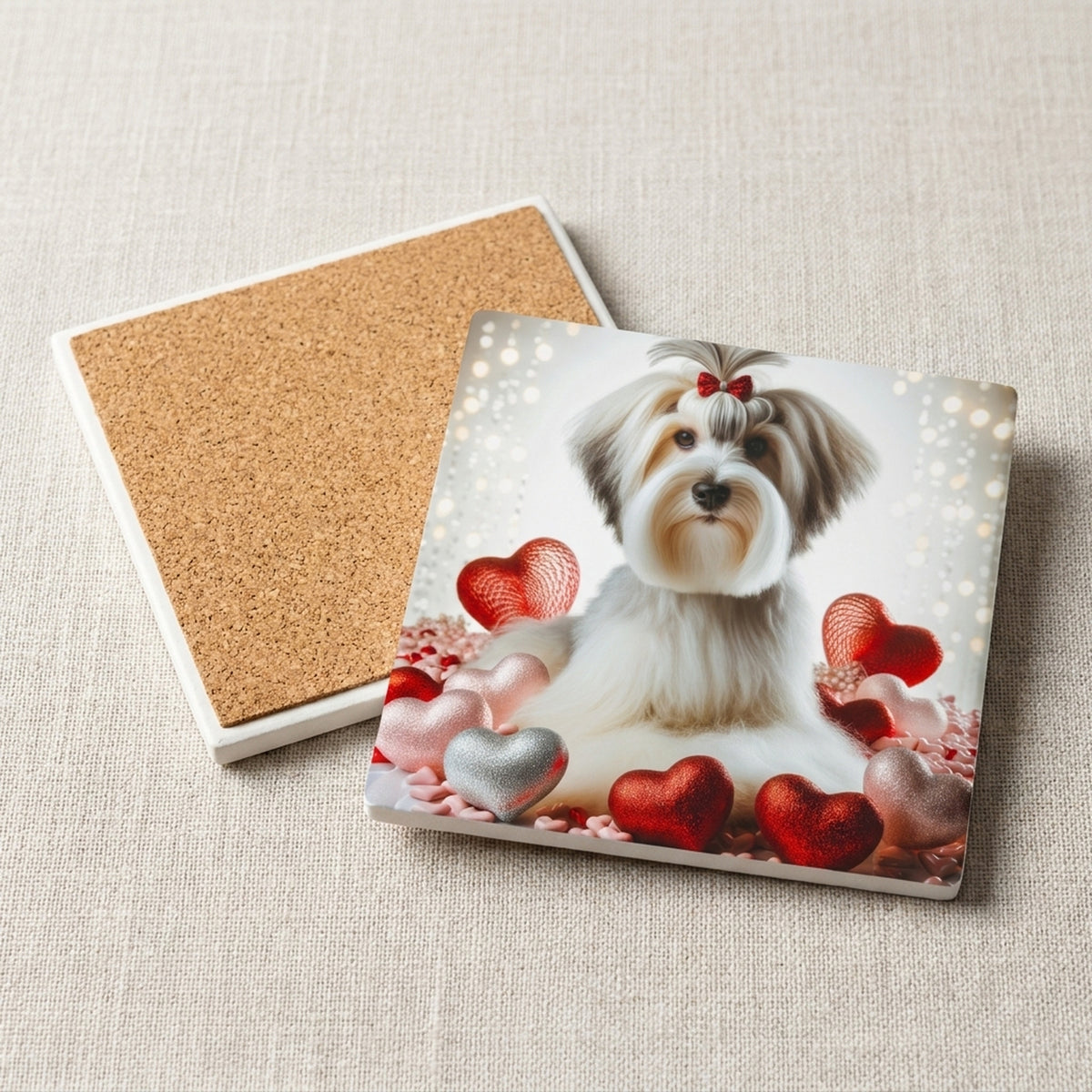 Shih Tzu ceramic coasters set of 4, cork back