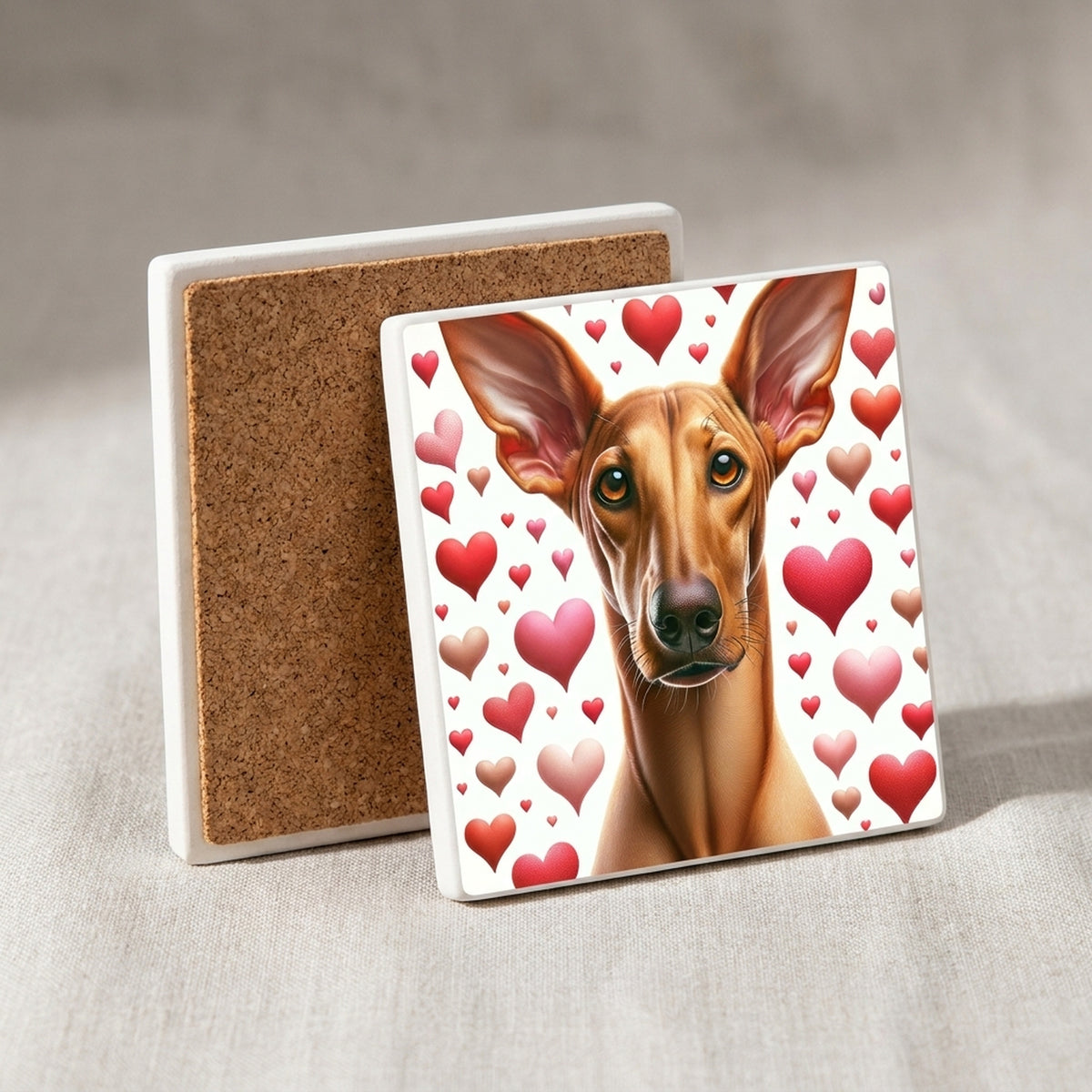 Pharaoh Hound ceramic coasters set of 4, cork back