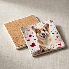 Pembroke Welsh Corgi ceramic coasters set of 4, cork back