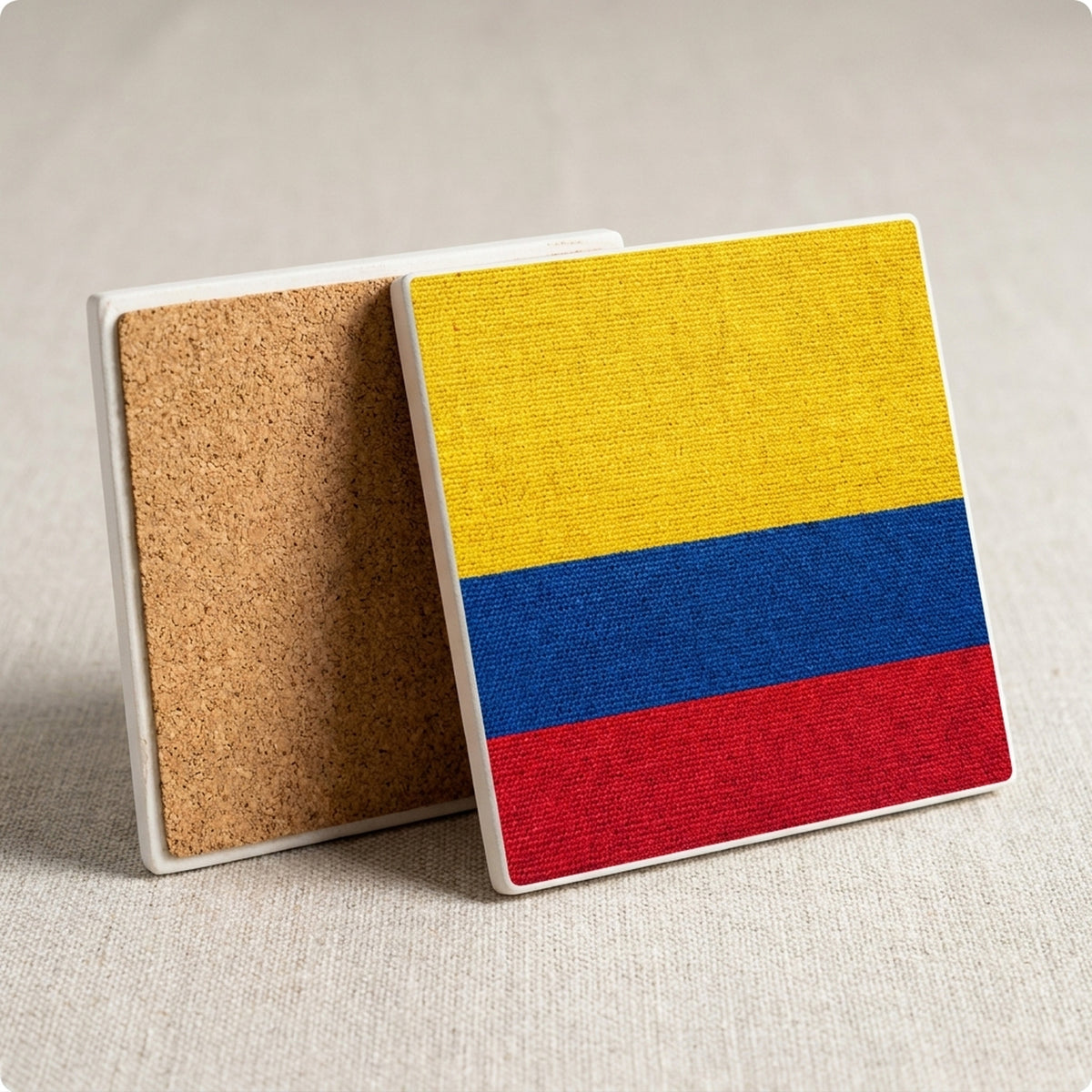 Colombia Flag Pride ceramic coasters set of 4, cork back