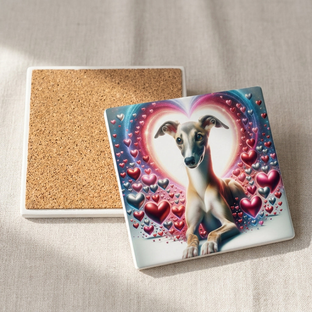 Italian Greyhound ceramic coasters set of 4, cork back