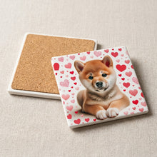 Shiba Inu ceramic coasters set of 4, cork back