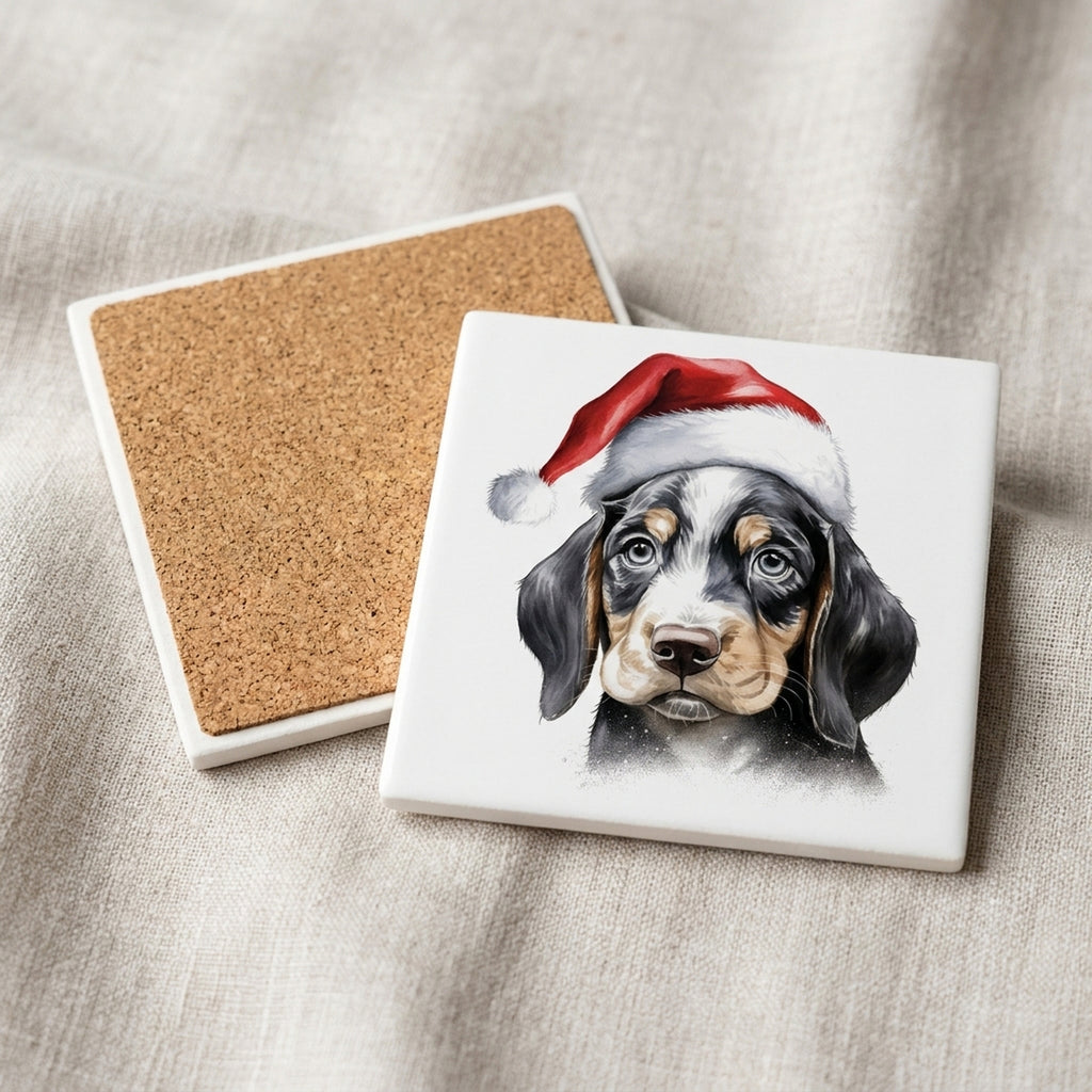 Bluetick Coonhound Puppy Drawing ceramic coasters set of 4, cork back