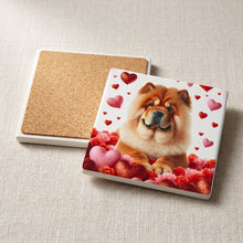 Chow Chow ceramic coasters set of 4, cork back