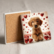 Golden Retriever ceramic coasters set of 4, cork back