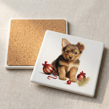 Australian Terrier Puppy Drawing ceramic coasters set of 4, cork back