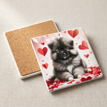 Keeshond ceramic coasters set of 4, cork back