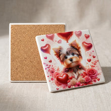 Yorkshire Terrier ceramic coasters set of 4, cork back