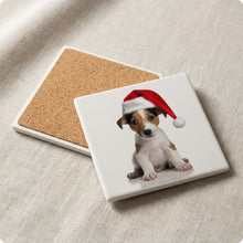 Smooth Fox Terrier Puppy ceramic coasters set of 4, cork back