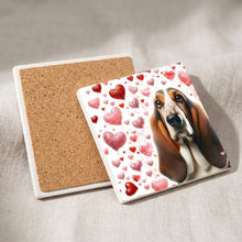 Basset Hound ceramic coasters set of 4, cork back