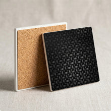 Carbon Fiber ceramic coasters set of 4, cork back