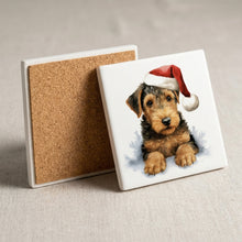 Welsh Terrier Puppy Drawing ceramic coasters set of 4, cork back