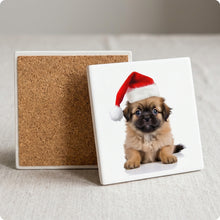 Tibetan Spaniel Puppy ceramic coasters set of 4, cork back