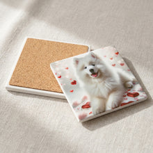 Samoyed ceramic coasters set of 4, cork back