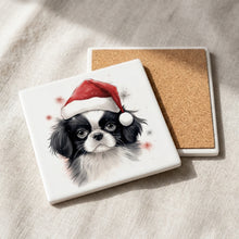 Japanese Chin Puppy Drawing ceramic coasters set of 4, cork back