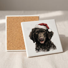 Curly-Coated Retriever Puppy Drawing ceramic coasters set of 4, cork back