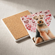 Airedale Terrier ceramic coasters set of 4, cork back