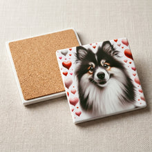 Finnish Lapphund ceramic coasters set of 4, cork back