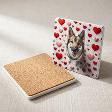 German Shepherd Dog ceramic coasters set of 4, cork back