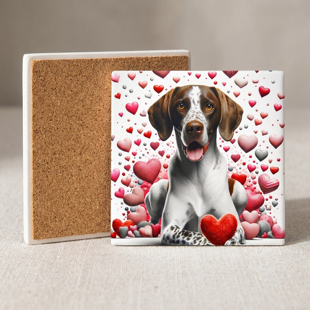 German Shorthaired Pointer ceramic coasters set of 4, cork back