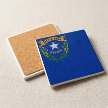 Nevada State Flag ceramic coasters set of 4, cork back