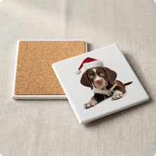 Pointer Puppy ceramic coasters set of 4, cork back
