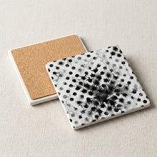 Polka Dot ceramic coasters set of 4, cork back