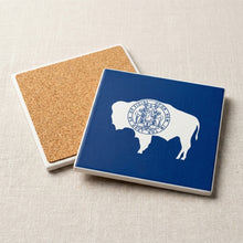 Wyoming State Flag ceramic coasters set of 4, cork back