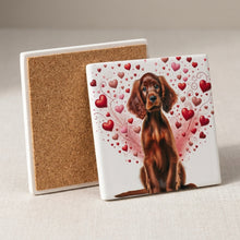 Irish Setter ceramic coasters set of 4, cork back