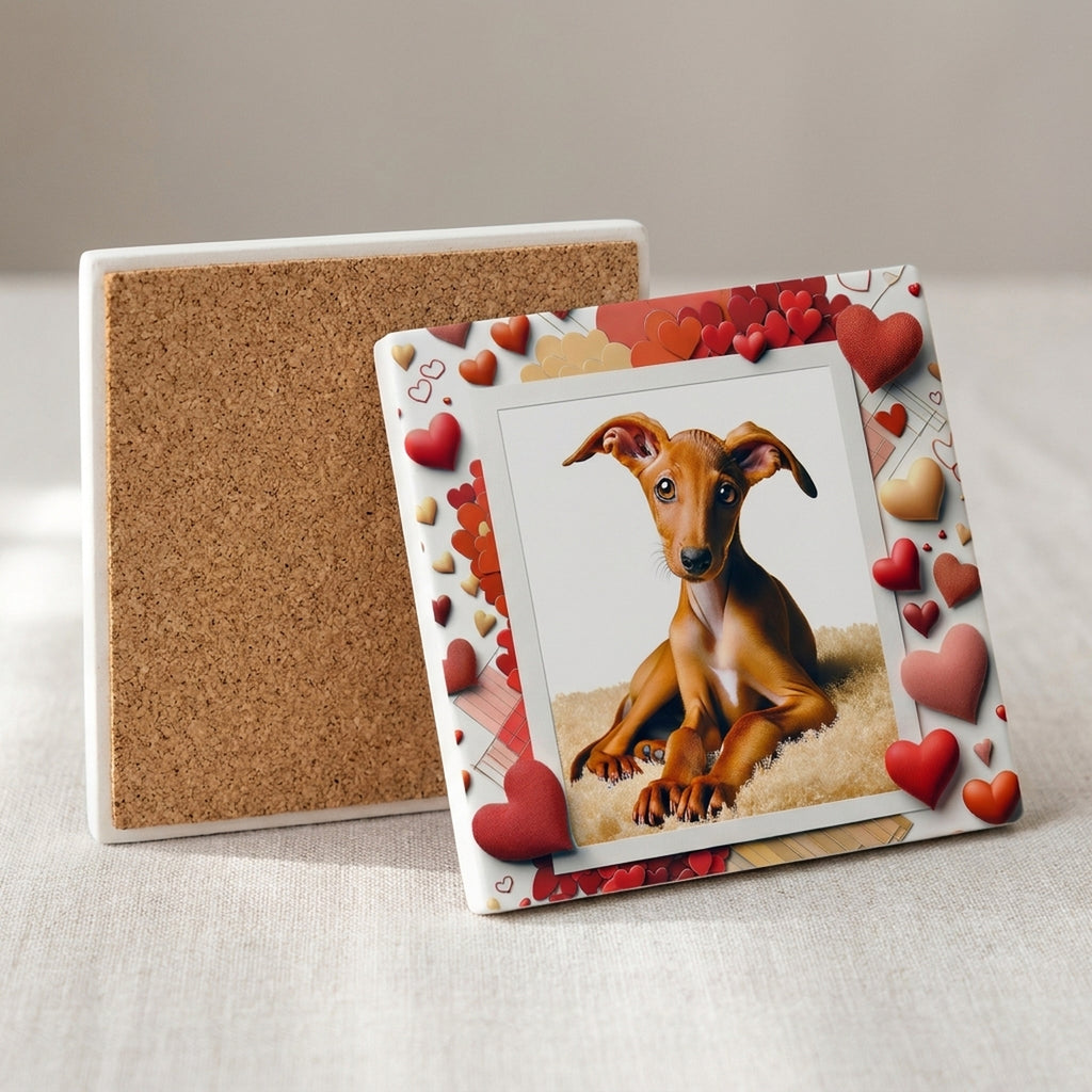 Italian Greyhound ceramic coasters set of 4, cork back