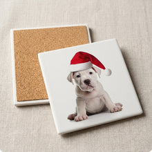 Dogo Argentino Puppy ceramic coasters set of 4, cork back
