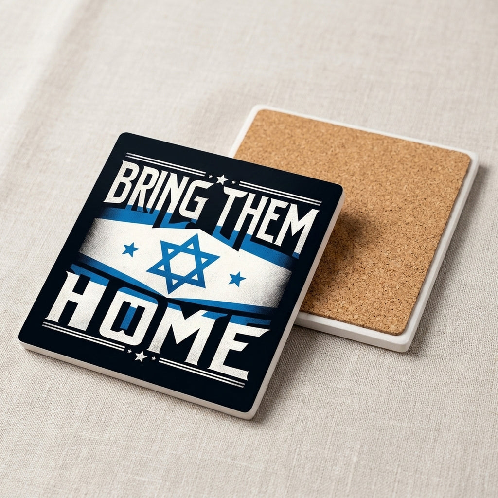 Blue Star Banner ceramic coasters set of 4, cork back