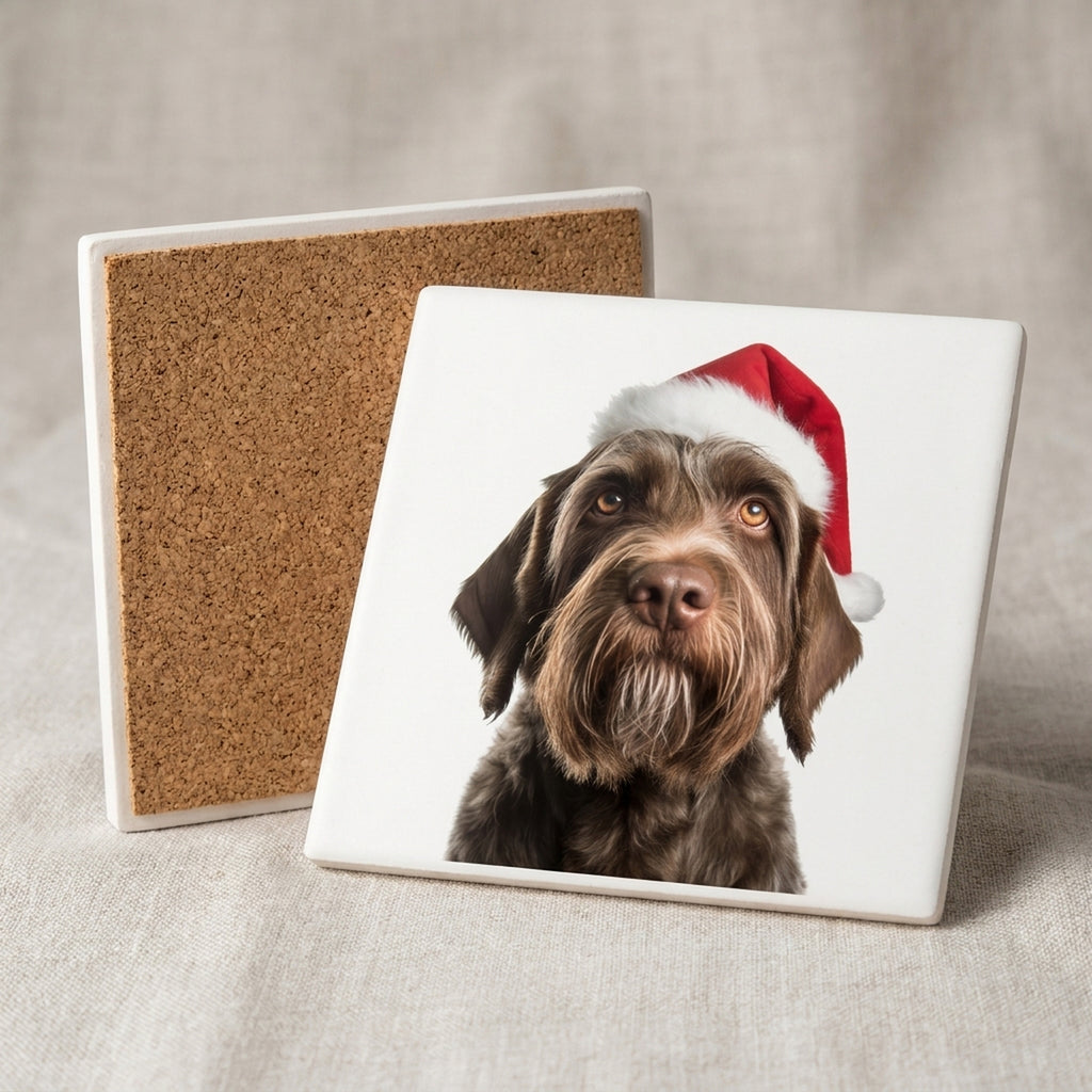Wirehaired Pointing Griffon ceramic coasters set of 4, cork back