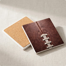 Football Pigskin ceramic coasters set of 4, cork back