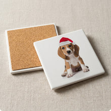 American Foxhound Puppy ceramic coasters set of 4, cork back