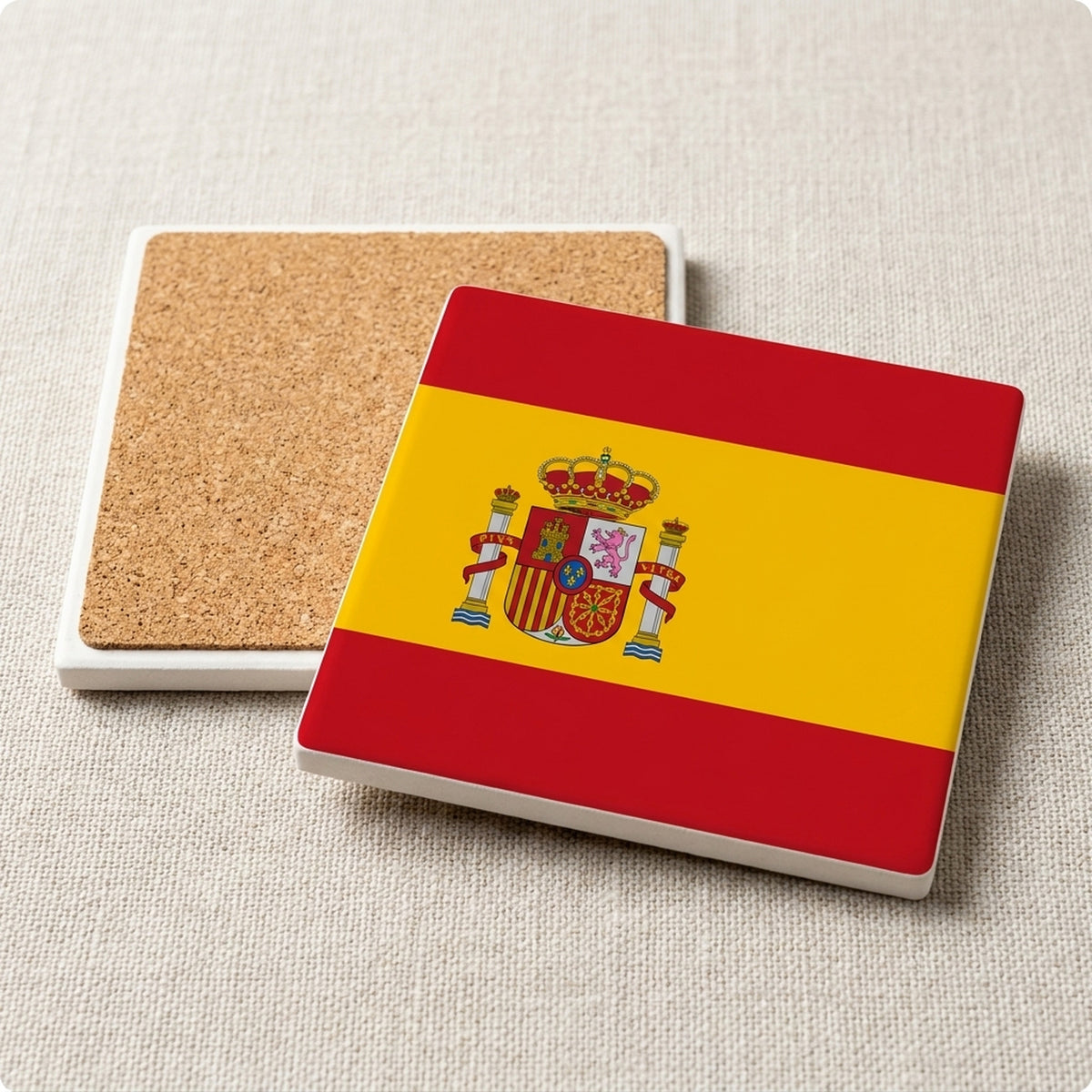 Spain Flag Pride ceramic coasters set of 4, cork back