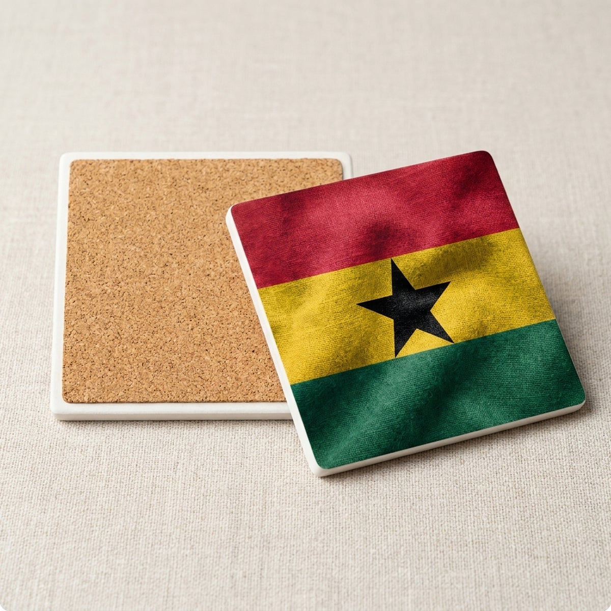 Ghana Flag Pride ceramic coasters set of 4, cork back