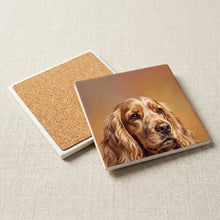 Cocker Spaniel Portrait ceramic coasters set of 4, cork back