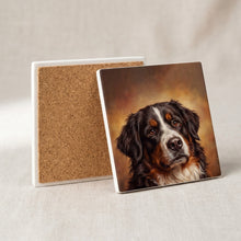 Bernese Mountain Dog Portrait ceramic coasters set of 4, cork back