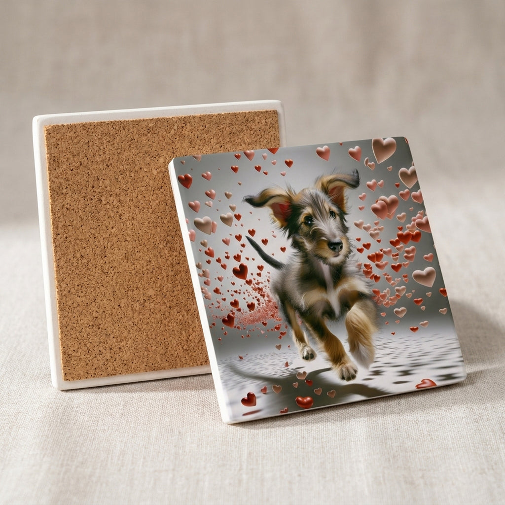 Dachshund ceramic coasters set of 4, cork back